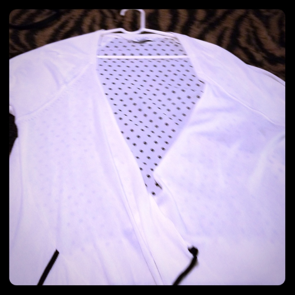 Lightweight spring white and polka dot sweater